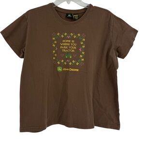 John Deere Brown Short Sleeve Tee with Yellow & Green Graphic